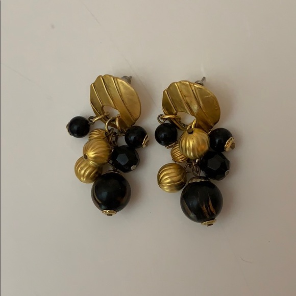 Gold & Black Pierced Earrings - Picture 2 of 7